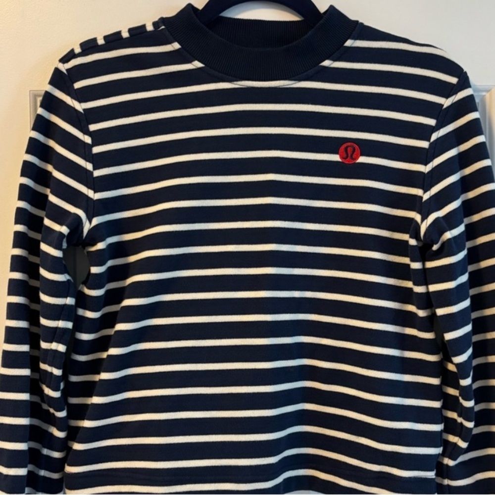 Lululemon Navy & White Striped Long Sleeve Top